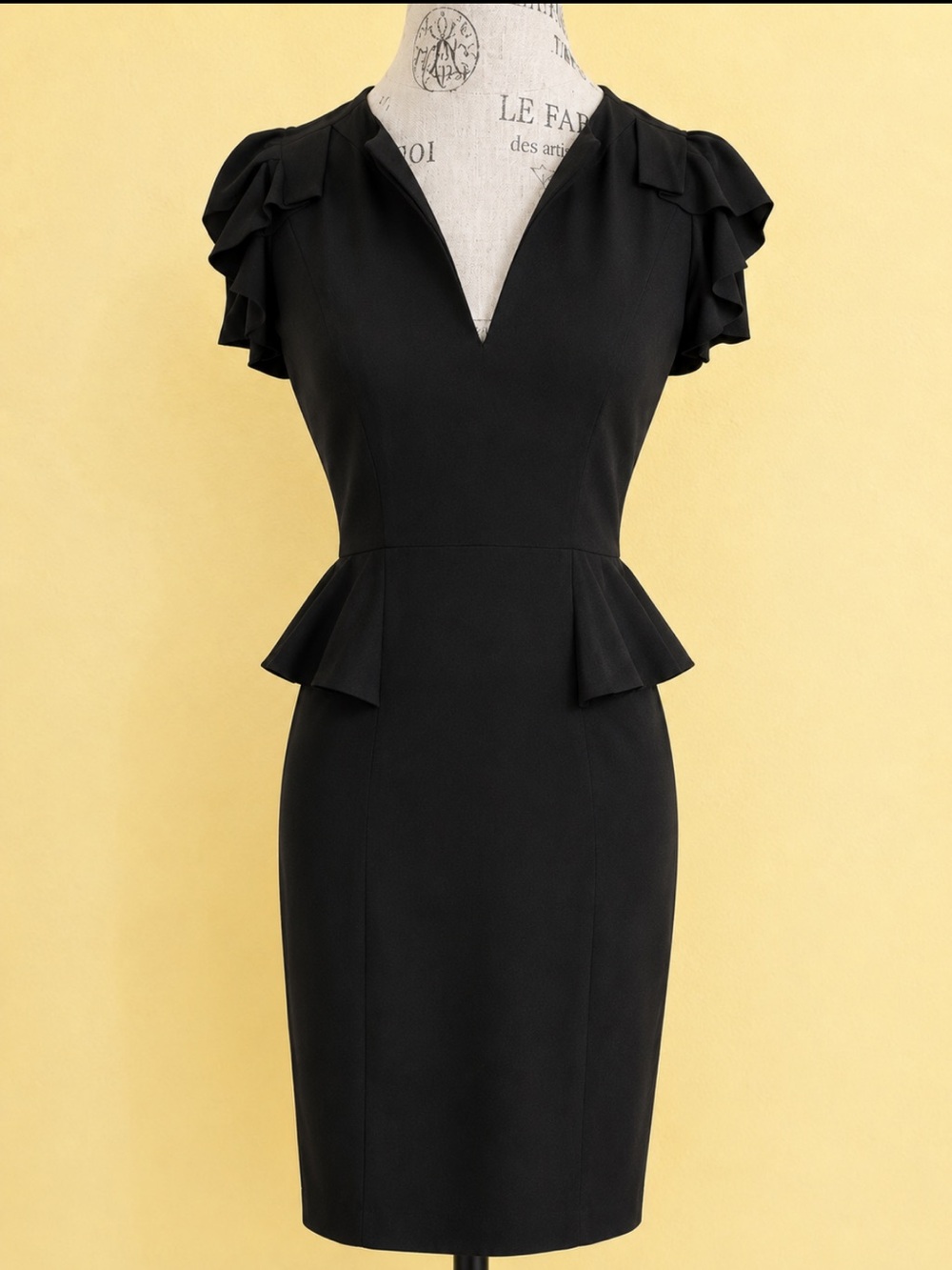 Rebecca Taylor “Daria” Peplum Style Black Dress Size 6 - Picture 4 of 6